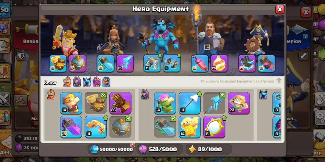 COC516 SCENERY HOG MOUNT Max Heroes 100 100 65 75 50 TH17 Semi Max EXP 250 Gems 538 CN 1000 GP NOV (G)